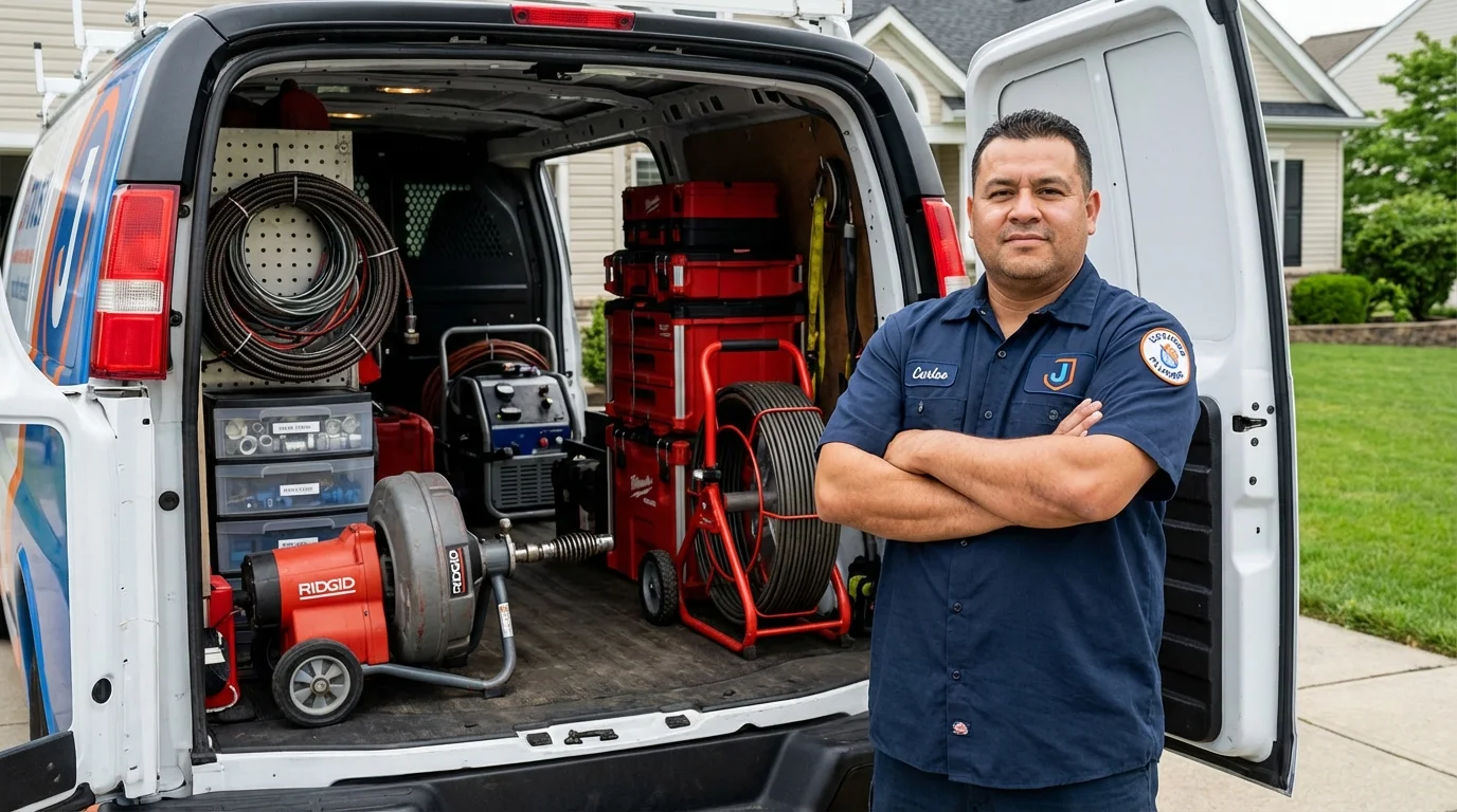 Professional drain cleaning equipment and Johns Plumbing LLC plumber in Taunton