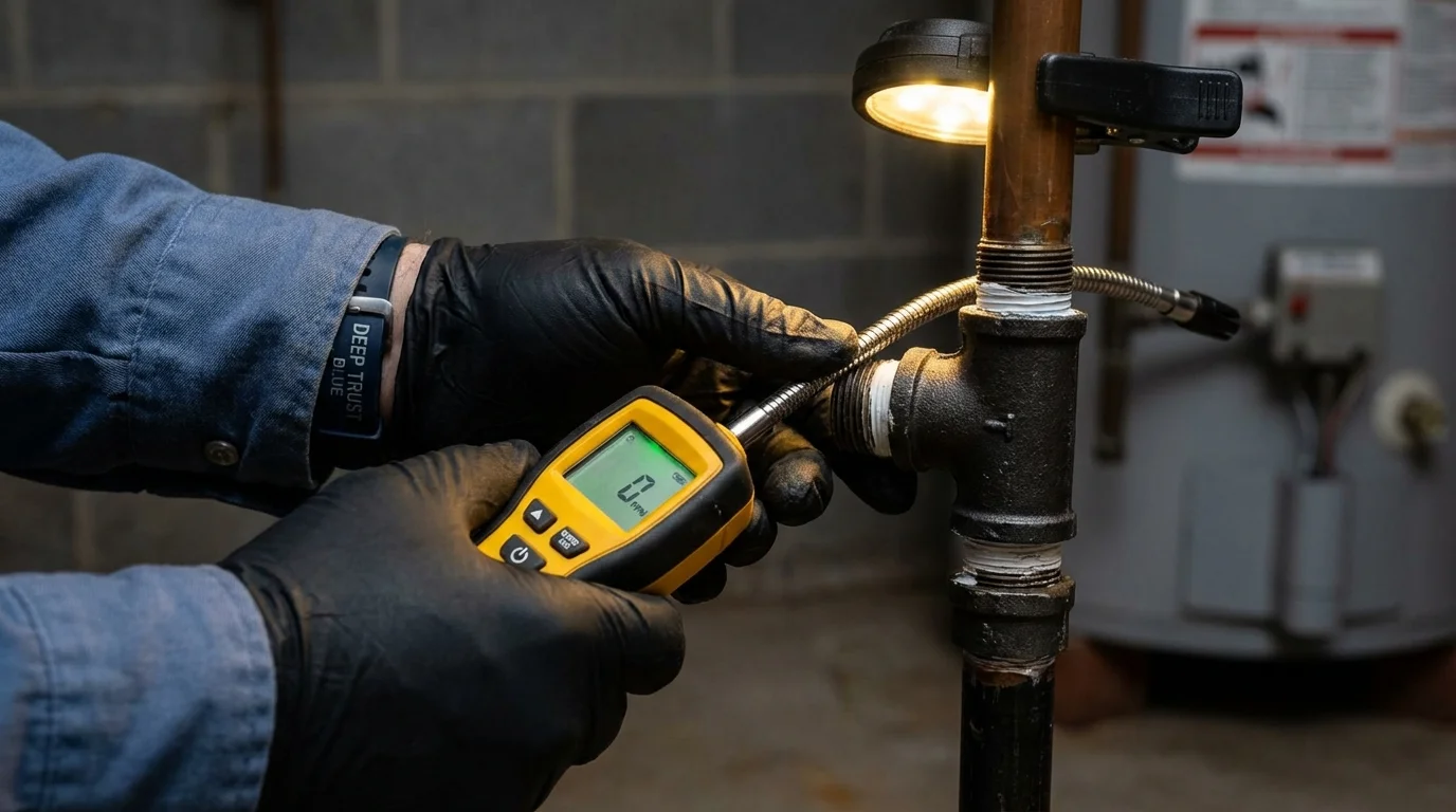 Gas leak detection with electronic sniffer by Johns Plumbing LLC in Taunton