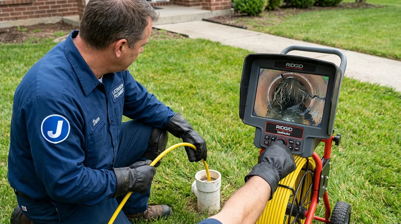 Sewer camera inspection being performed by Johns Plumbing LLC in Taunton